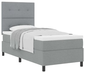 Boxrugós ágy matracmal Világosszürke 100 x 200 cm szövet