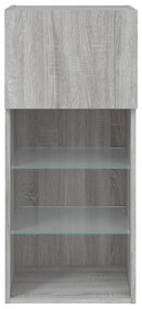 2 db szürke sonoma színű TV-szekrény LED-ekkel 40,5x30x90 cm