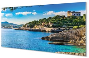 Üvegképek Spanyolország-tenger partján hegyek 100x50 cm