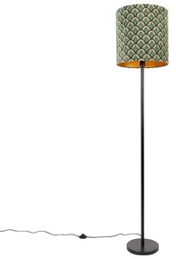 Állólámpa fekete árnyalatú pávaterv, arany belsővel, 40 cm - Simplo