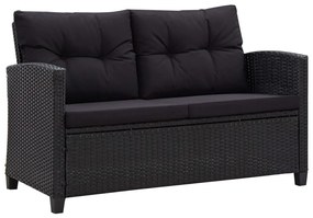 6 részes fekete polyrattan kerti ülőgarnitúra párnákkal