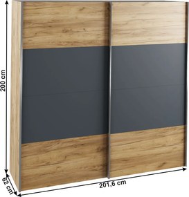 Hálószoba garnitúra (Ágy 160x200 cm), artisan tölgy/grafit, GABRIELA NEW