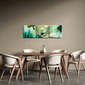 Kép - Zöld absztrakció (órával) (90x30 cm)