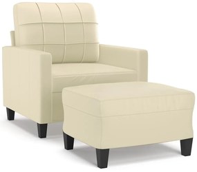 vidaXL krémszínű műbőr kanapéfotel lábtartóval 60 cm