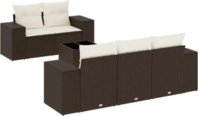 vidaXL 6 részes barna polyrattan kerti ülőgarnitúra párnával