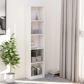 vidaXL 5-szintes fehér szerelt fa könyvszekrény 40 x 24 x 175 cm