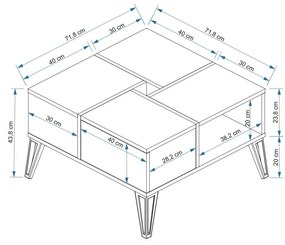 Dohányzóasztal Bunuto (fehér + fekete) . Akció -22%. 1093303