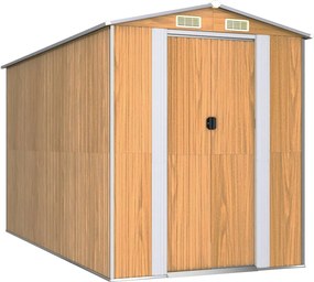 vidaXL világosbarna horganyzott acél kerti fészer 192x357x223 cm