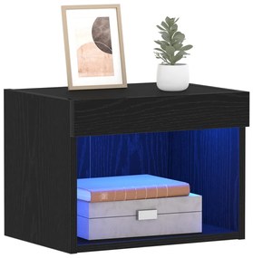 Fali Szekrény LED Fényekkel 2 db Fekete Tölgy 40x30x30 cm