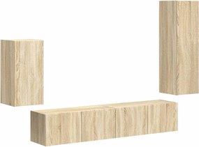 vidaXL TV szekrény garnitúra 4 pcs Sonoma tölgy Faanyag
