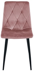 Rózsaszín bársony étkezőszék LIBRA fekete lábakkal