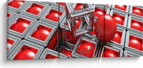 Kép - 3D fémes absztrakció (órával) (90x30 cm)