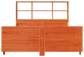 viaszbarna tömör fa könyvespolcos ágy matrac nélkül 140 x 200cm