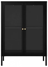 fekete acél és üveg tálalószekrény 75 x 35 x 105 cm