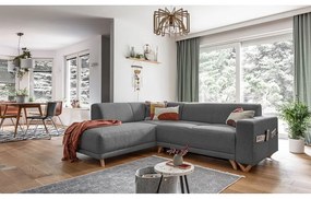 Szürke kinyitható-tárolóhelyes sarokkanapé (bal oldali-L alakú) Classy Sophie – Miuform