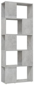 betonszürke térelválasztó könyvszekrény 60 x 24 x 155 cm