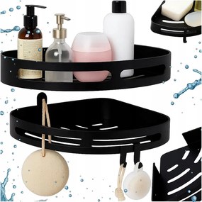 Fürdőszobai Sarokpolc Zuhanyhoz Akasztós Loft Szett 2 Db Fekete