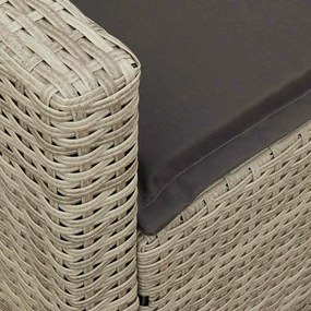 5 személyes világosszürke polyrattan kerti kanapé párnával