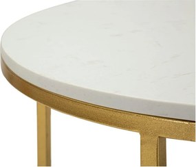 Fehér-aranyszínű dohányzóasztal márvány asztallappal 60x90 cm Izmir – Mauro Ferretti