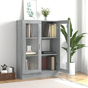 szürke sonoma színű szerelt fa vitrinszekrény 82,5x30,5x115 cm