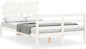 vidaXL fehér tömör fa ágykeret fejtámlával 120 x 200 cm