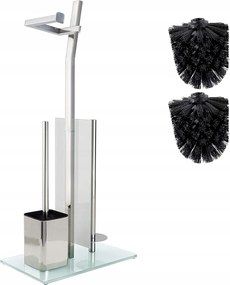 Álló Wc szett 3az1ben: kefe papírtartó rozsdamentes acél