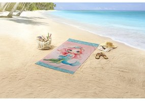 Kék-rózsaszín gyerek bársony strandtörölköző 75x150 cm Alisse – Good Morning