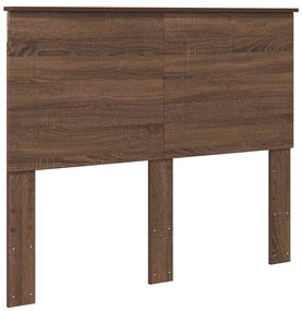 vidaXL Ágykeret fejtámlával Barna Tölgy 120 x 200 cm Tömör fenyőfa