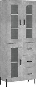 vidaXL betonszürke szerelt fa magasszekrény 69,5 x 34 x 180 cm