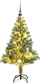 vidaXL műkarácsonyfa 150 LED-del, gömbszettel és hópehellyel 150 cm