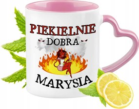 Marika bögre rózsaszín, szív alakú füllel Kávés Ajándék