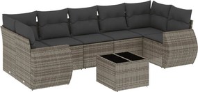 vidaXL 8 részes szürke polyrattan kerti ülőgarnitúra párnákkal