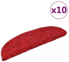 vidaXL 10 db piros lépcsőszőnyeg 56 x 17 x 3 cm
