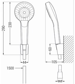 Mexen Royo fürdőgarnitúra R05, fekete - 72203R05-70