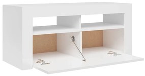 magasfényű fehér TV-szekrény LED lámpákkal 90x35x40 cm
