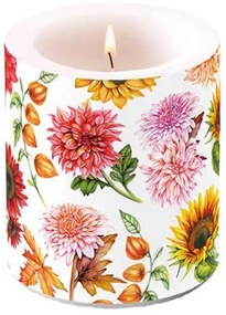 Őszi Virágmező átvilágítós viaszgyertya – 10 x 10 cm