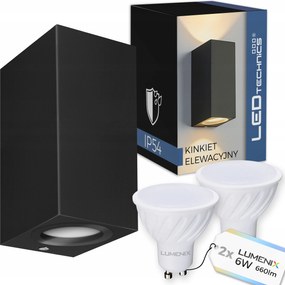 Kültéri kerti fali lámpa 2x GU10 6W Led lámpa Homlokzati fali lámpa