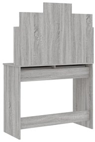 szürke sonoma színű fésülködőasztal tükörrel 96x39x142 cm