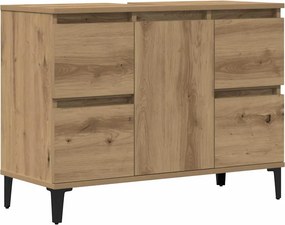 vidaXL kézműves tölgy színű szerelt fa mosdószekrény 80 x 33 x 60 cm