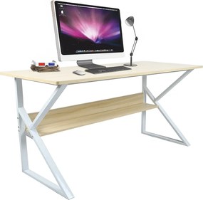 Polcos íróasztal, természetes tölgyfa/fehér, TARCAL 140