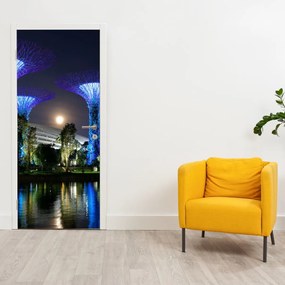 Fotótapéta ajtóra - Telihold a szingapúri kertekben (95x205cm)