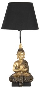 Asztali lámpa arany Buddha szoborral fekete burával 60 cm