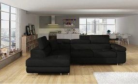 Fekete kinyitható-tárolóhelyes sarokkanapé (bal oldali-L alakú) Anton – ELTAP