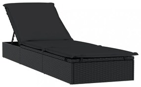 2 db fekete polyrattan napágy asztallal