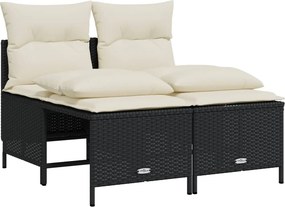 vidaXL 4 részes fekete polyrattan kerti ülőgarnitúra párnákkal