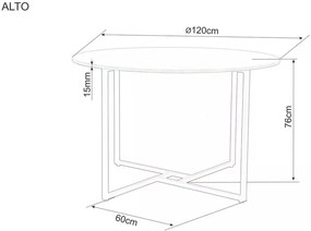 Alto kerek étkezőasztal tölgy/fekete 120 cm