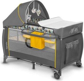 Lionelo - SVEN PLUS utazóágy, szürke/sárga