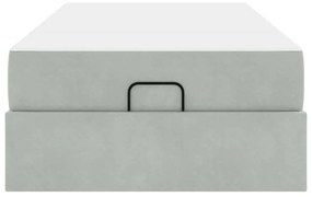 Ágykeret matracmal tárolóval Világosszürke 80 x 200 cm Bársony