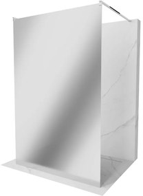 Mexen Kioto, átmenő zuhanyparaván 100 x 200 cm, 8mm-es üvegmintás tükör, 2x króm stabilizáló távtartó, 800-100-002-01-50