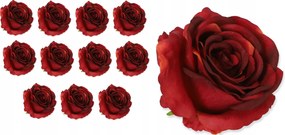 12x Művirág Rózsa Lq Bordó Fej, Piros Nádakhoz